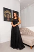 Vestido Decote Lateral X da Gala Nobre Moda Festa - PRETO