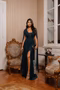 Vestido Três Listras Pequenas com Capa da Gala Nobre Moda Festa - VERDE ESMERALDA