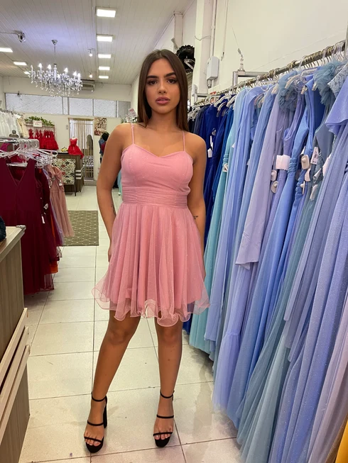 VESTIDO DE ALCINHA ACINTURADO Gala Nobre Moda Festa ROSE P