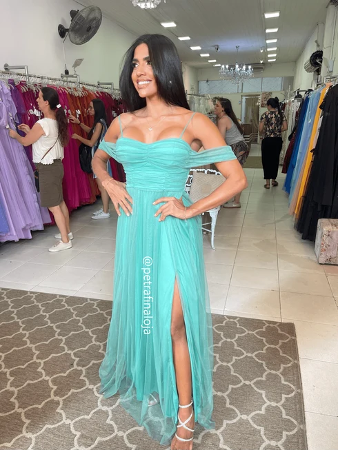 Vestido Franzido Ombro a Ombro da Gala Nobre Moda Festa