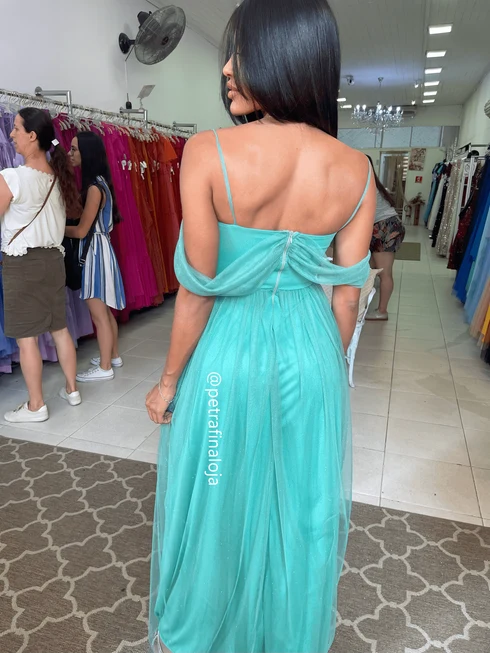 Vestido Franzido Ombro a Ombro da Gala Nobre Moda Festa