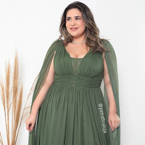 Vestido três listras pequenas com capa VESTIDO DE FESTA Gala Nobre Moda Festa