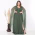 Vestido três listras pequenas com capa VESTIDO DE FESTA Gala Nobre Moda Festa VERDE OLIVA M