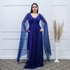 Vestido Três Listras Pequenas com Capa da Gala Nobre Moda Festa - AZUL MARINHO