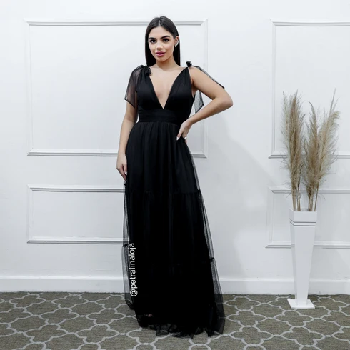 Vestido de Amarrar Três Marias da Gala Nobre Moda Festa - PRETO