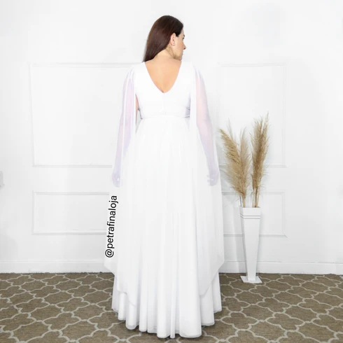 Vestido Três Listras Pequenas com Capa da Gala Nobre Moda Festa