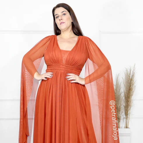 Vestido Três Listras Pequenas com Capa da Gala Nobre Moda Festa