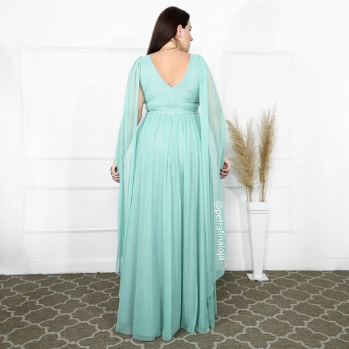 Vestido Três Listras Pequenas com Capa da Gala Nobre Moda Festa