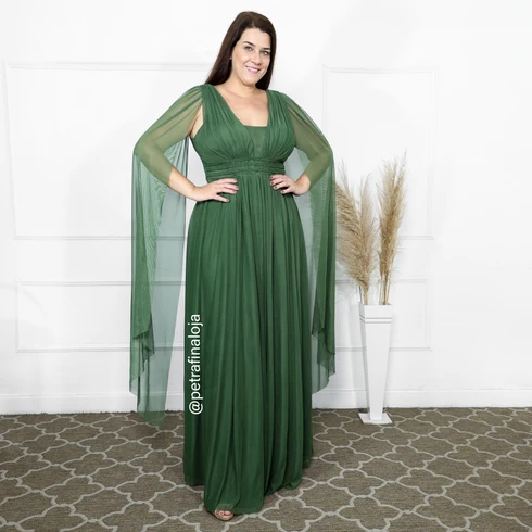 Vestido Três Listras Pequenas com Capa da Gala Nobre Moda Festa