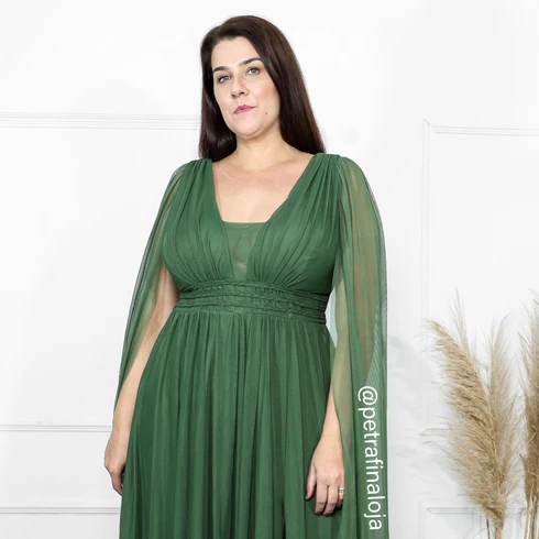 Vestido Três Listras Pequenas com Capa da Gala Nobre Moda Festa