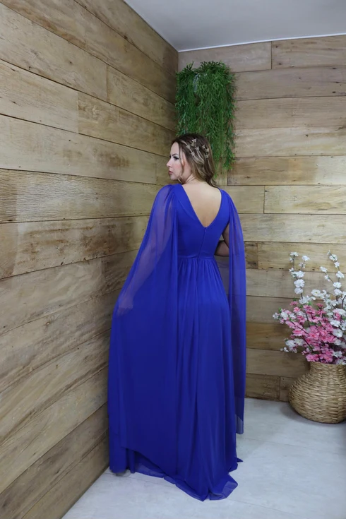 Vestido Três Listras Pequenas com Capa da Gala Nobre Moda Festa