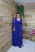 Vestido Três Listras Pequenas com Capa da Gala Nobre Moda Festa - AZUL ROYAL