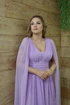 Vestido Três Listras Pequenas com Capa da Gala Nobre Moda Festa
