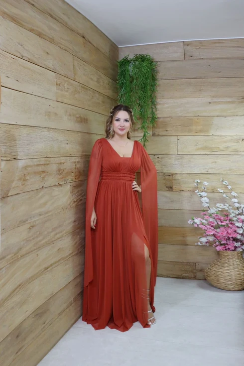 Vestido Três Listras Pequenas com Capa da Gala Nobre Moda Festa