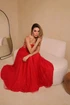 Vestido Decote Lateral X da Gala Nobre Moda Festa - VERMELHO