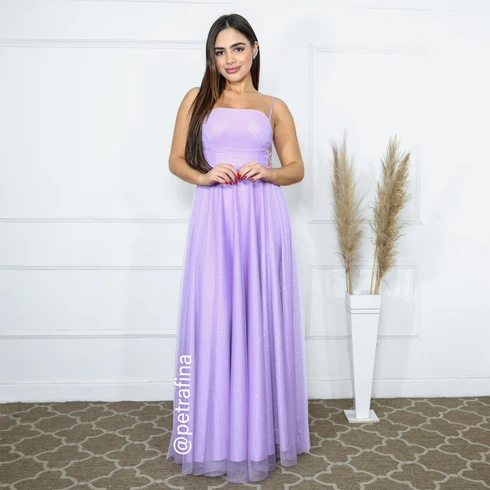 VESTIDO DECOTE LATERAL X Gala Nobre Moda Festa LILAS G