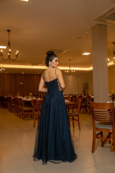 Vestido Decote Lateral X da Gala Nobre Moda Festa