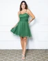 VESTIDO DE ALCINHA ACINTURADO Gala Nobre Moda Festa VERDE OLIVA G