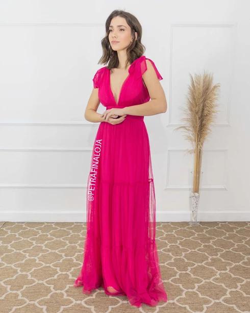 Vestido De Amarrar Três Marias VESTIDO LONGO Gala Nobre Moda Festa PINK P