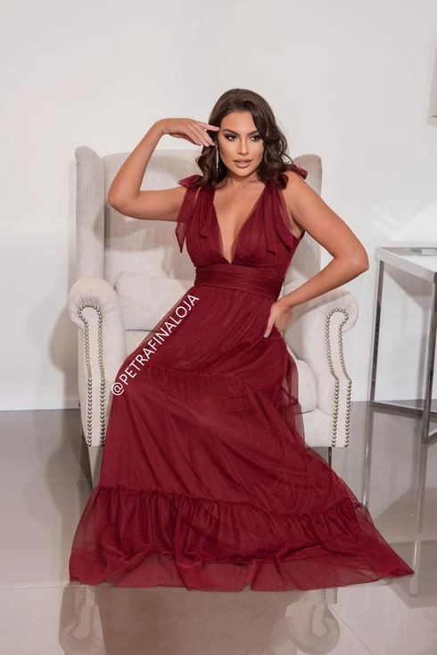 Vestido De Amarrar Três Marias VESTIDO LONGO Gala Nobre Moda Festa