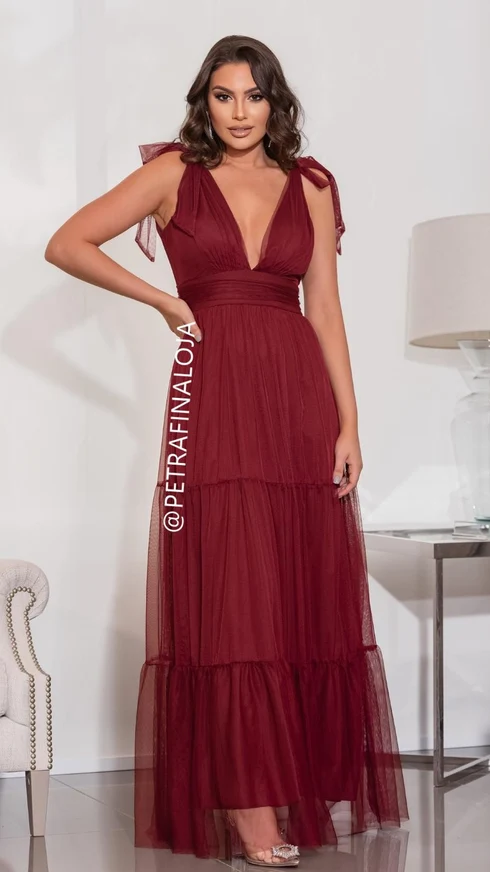Vestido De Amarrar Três Marias VESTIDO LONGO Gala Nobre Moda Festa MARSALA P
