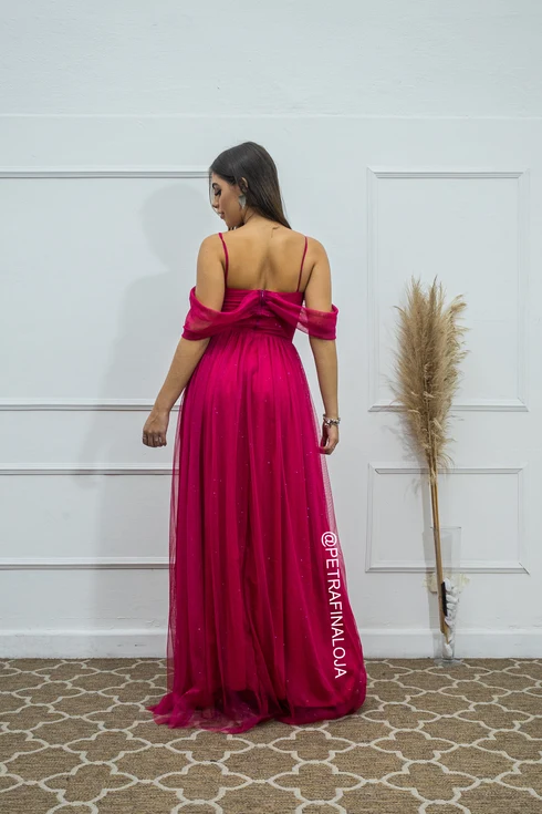 Vestido Franzido Ombro a Ombro da Gala Nobre Moda Festa