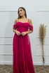 Vestido Franzido Ombro a Ombro da Gala Nobre Moda Festa - PINK