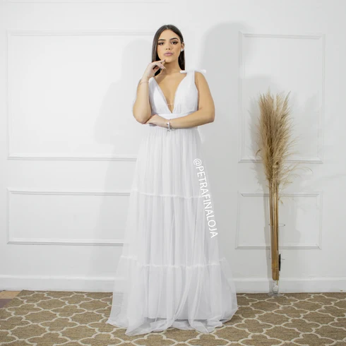Vestido de Amarrar Três Marias da Gala Nobre Moda Festa - BRANCO