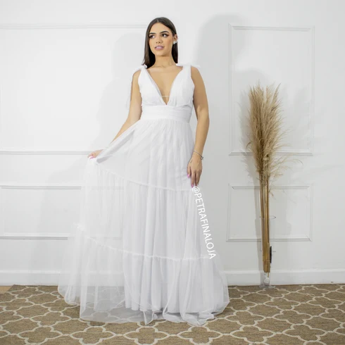 Vestido de Amarrar Três Marias da Gala Nobre Moda Festa - BRANCO